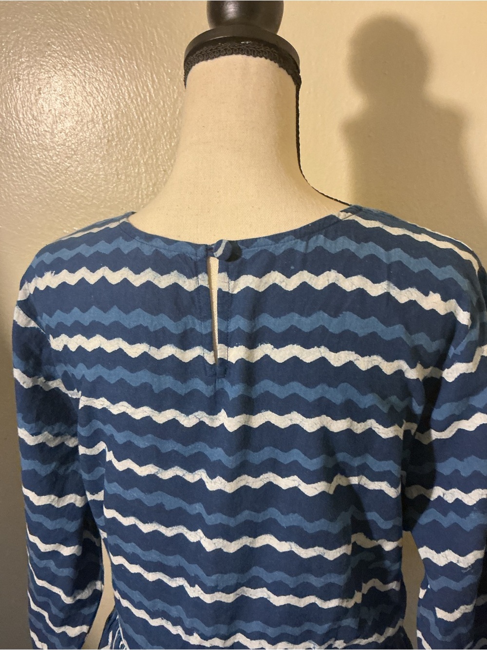 Indophilia Blue White Cotton Midi Dress Size 47 Approx 2X 18W - Picture 7 of 10